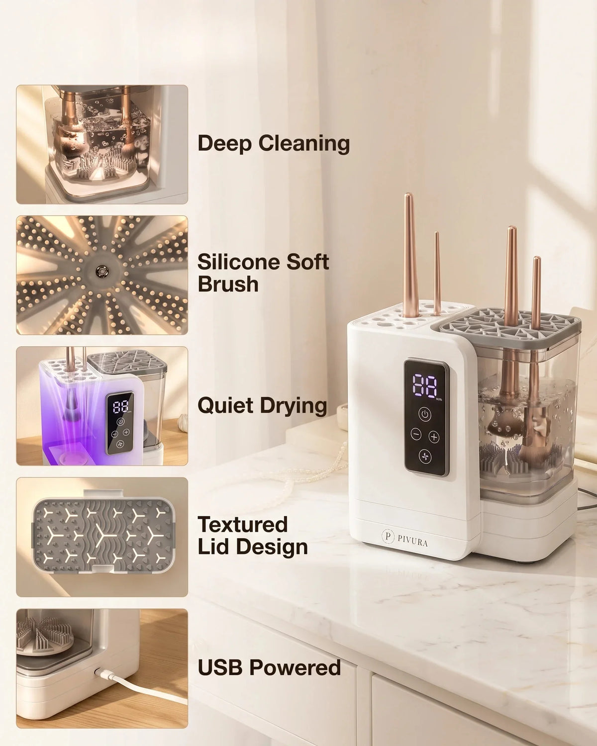 Pivura 5-in-1 Makeup Brush Cleaner & Dryer